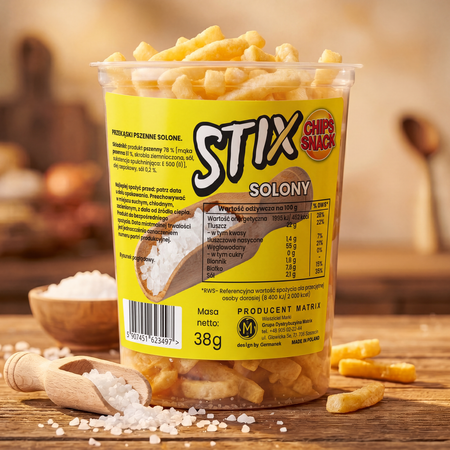 Chips Snack Stix Salted 12 x 38 g – Knusprige Kartoffel-Weizen-Sticks, salziger Snack