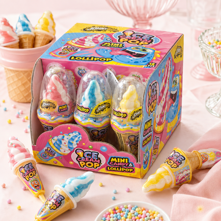 Lizaki Johny Bee Ice Cream Pop z mini drażetkami 12 szt.
