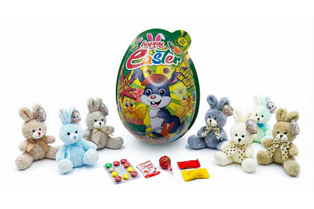 Profisa Happy Easter Big Egg 50 g – Easter Surprise Egg with Plush Toy and Sweets | Easter Gift