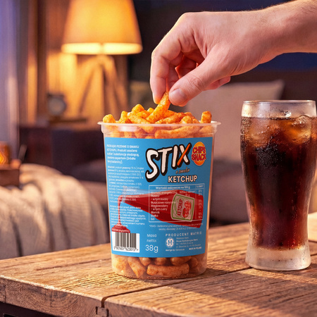 Chips Snack Stix Ketchup 12 x 38 g – Weizen-Kartoffel-Sticks, Snack im Becher