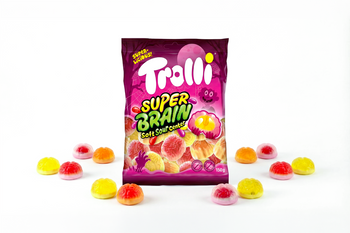 Trolli Super Brain 100 g – Żelki mózgi z nadzieniem, owocowy słodki poczęstunek