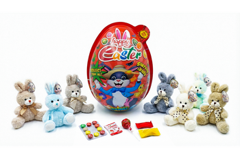 Profisa Happy Easter Big Egg 50 g – Easter Surprise Egg with Plush Toy and Sweets | Easter Gift