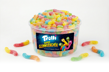 Trolli Sour Glowworms 1050 g Żelki Kwaśne Robaczki – Mix Owocowych Smaków