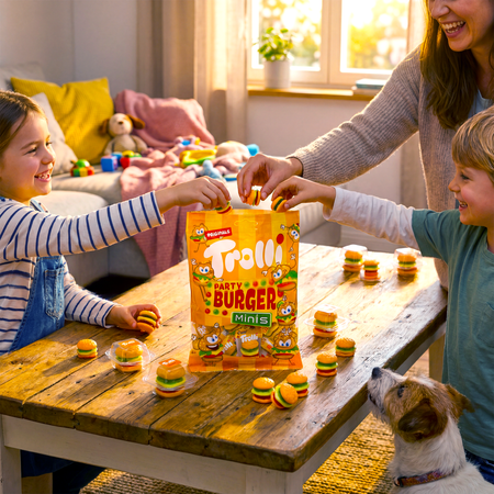 Trolli Party Burger Minis 170 g – Fruchtgummi Mini-Burger (17 Stk.) | Party-Süßwaren