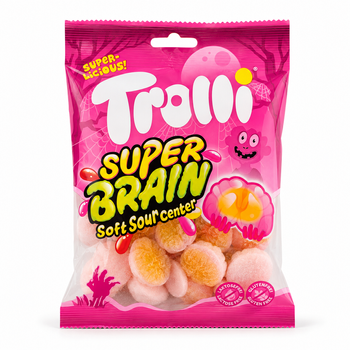 Trolli Super Brain 100 g – Gummy brains with filling, fruity sweet snack