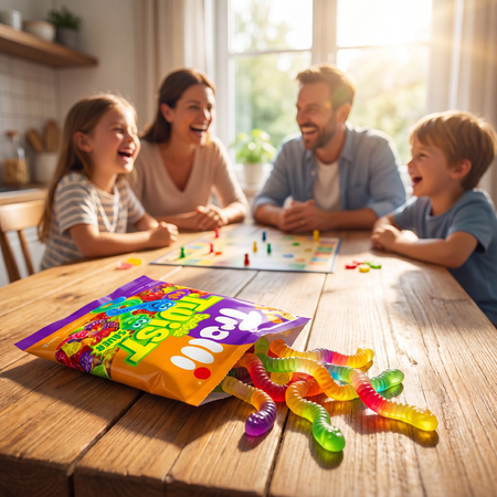 Trolli Squiggle Twist – Dwukolorowe żelki dżdżownice, owocowy słodki poczęstunek