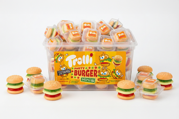 Trolli Party Burger Minis 600 g – Mini Fruit Gummy Burgers (60 pcs) | Party Sweets