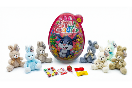 Profisa Happy Easter Big Egg 50 g – Easter Surprise Egg with Plush Toy and Sweets | Easter Gift