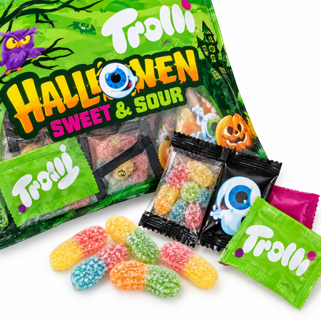Żelki Trolli Halloween Sweet & Sour 360 g – 19 mini paczek