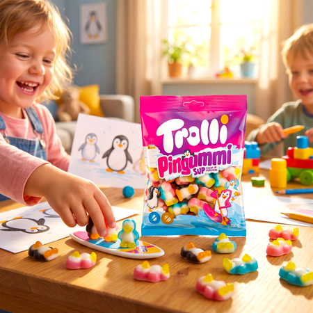 Trolli Pingummi 1000 g Fruit Gummy Penguins – Fruit Flavor Mix