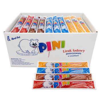 Lizaki lodowe PINI wodne pałeczki lodowe mix smaków 40 ml x 120 szt.