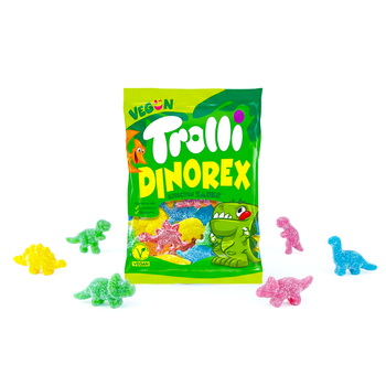 Trolli Dinorex 100 g – Vegan gummy dinosaurs, fruity snack in sour version