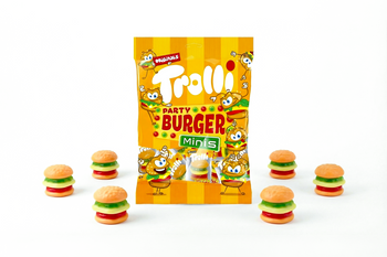 Trolli Party Burger Minis 170 g – Mini Fruit Gummy Burgers (17 pcs) | Party Sweets